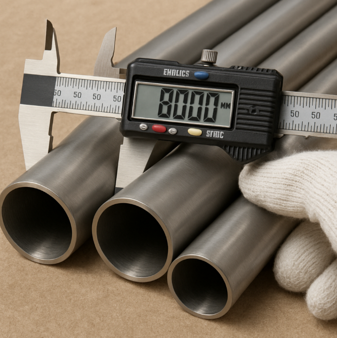 Precise measurement of titanium pipes