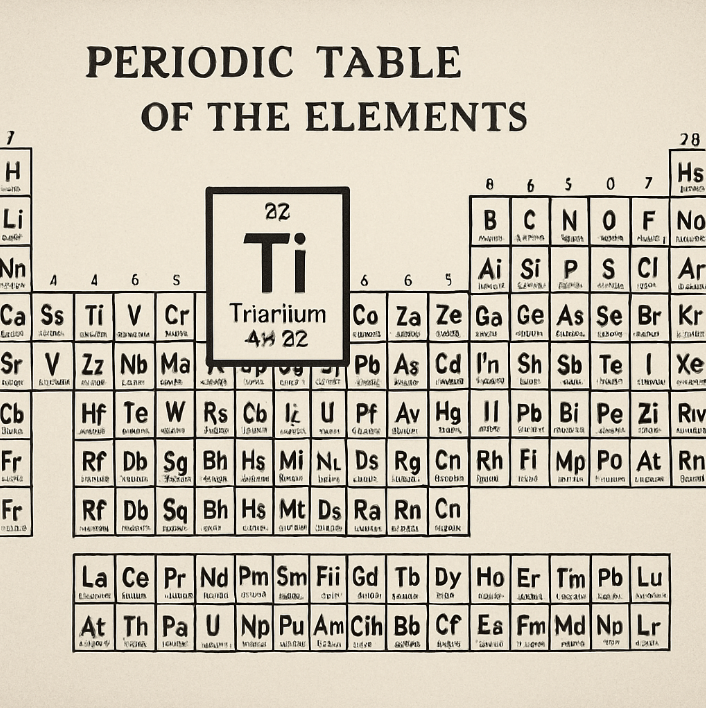Periodic table with a focus on titanium