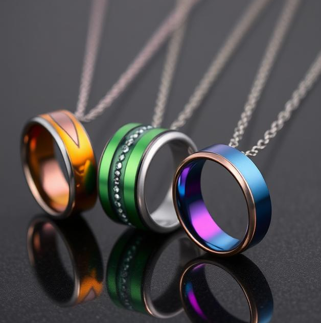  the various colors of anodized titanium jewelry