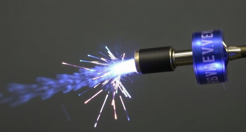 A TIG torch equipped with a trailing shield providing extended gas coverage for titanium welding.
