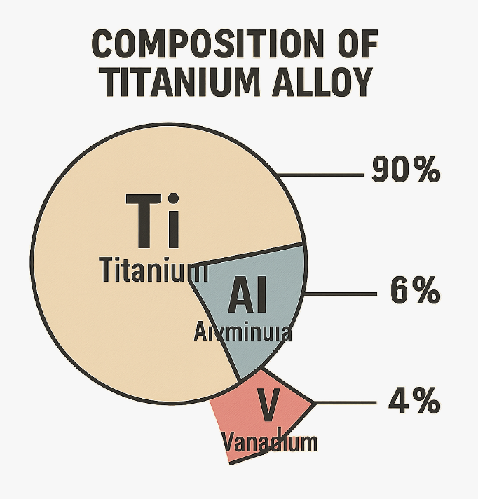 Diagram illustrating the composition of titanium alloy