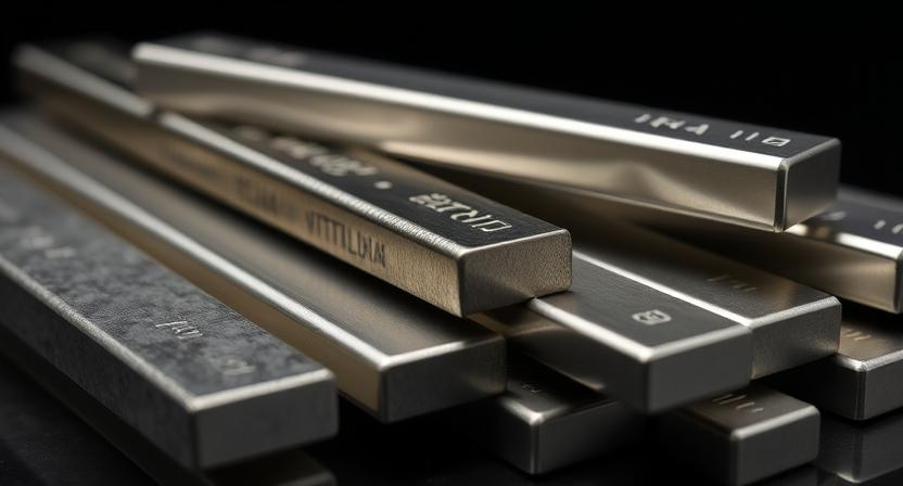 Titanium bars, showcasing the metal in its solid form.