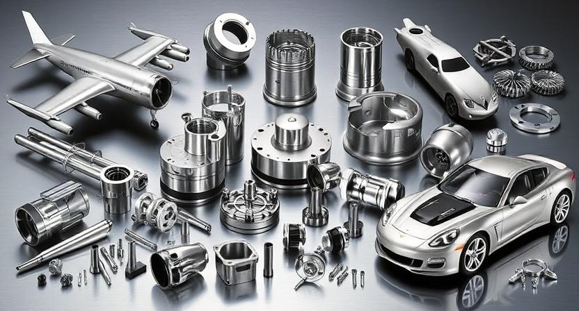 Various applications of titanium, including aerospace, medical, and automotive parts.