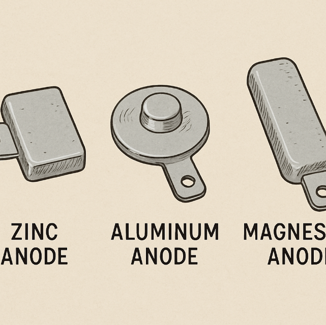 Illustration of zinc, aluminum, and magnesium anodes