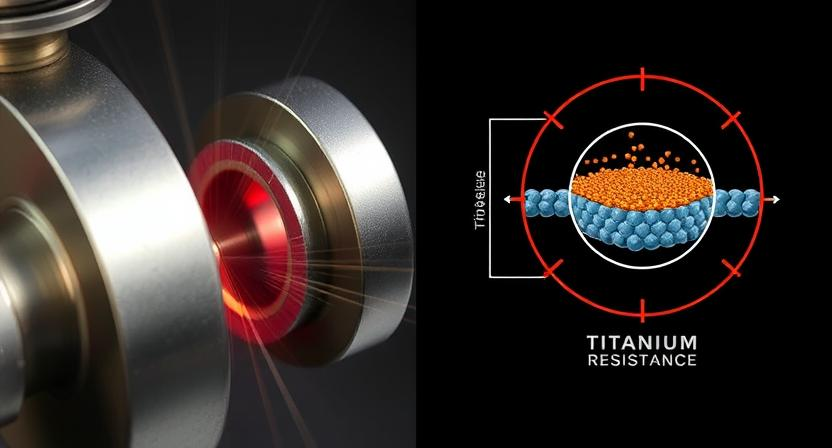 Close-up of a titanium component withstanding extreme pressure or a diagram illustrating its corrosion resistance.