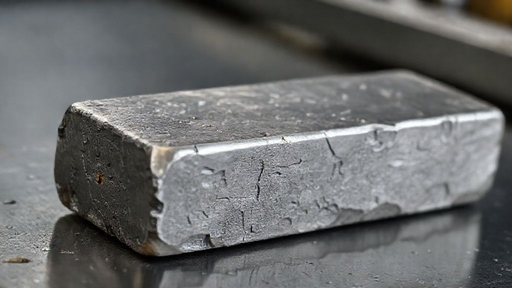 A textured, robust titanium Grade 5 bar, appearing stronger and more rigid, set against a blurred background of an aerospace manufacturing facility, symbolizing its use in high-performance applications.