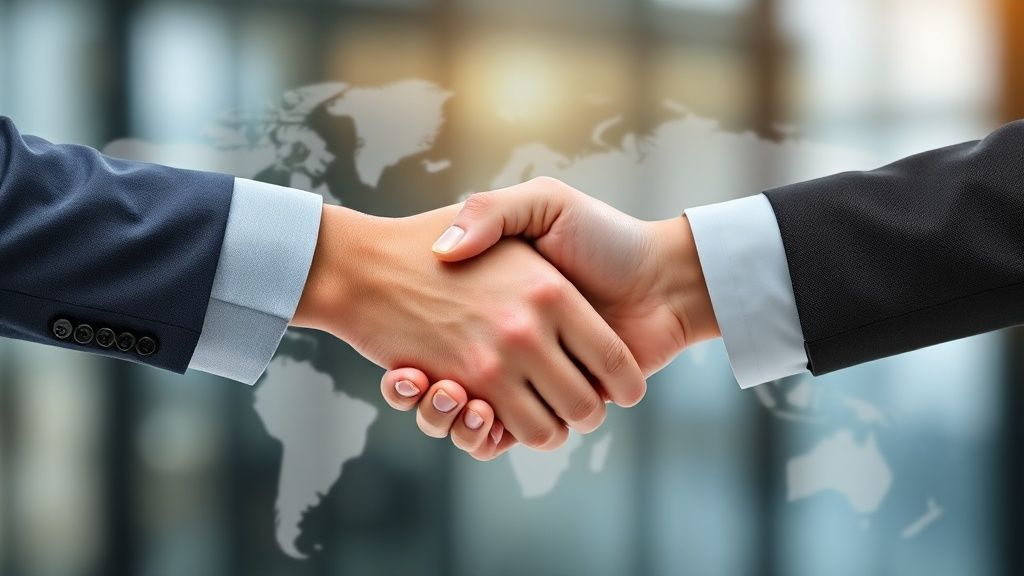 Business handshake symbolizing a global supply agreement
