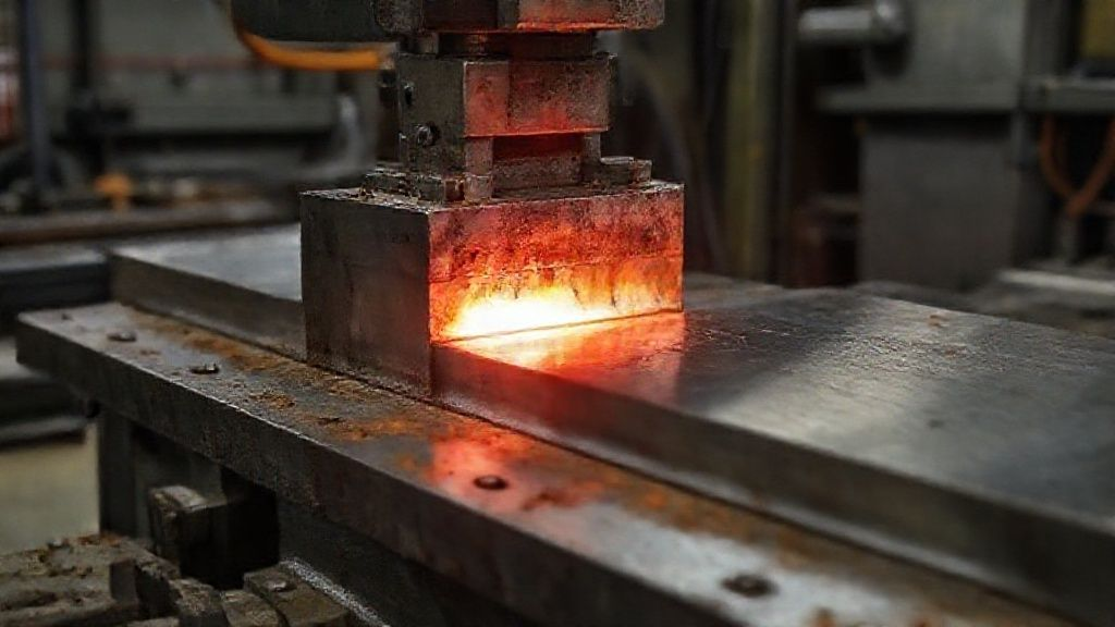 Titanium ingot being forged