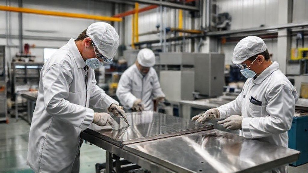 Quality control testing of titanium plates in a laboratory