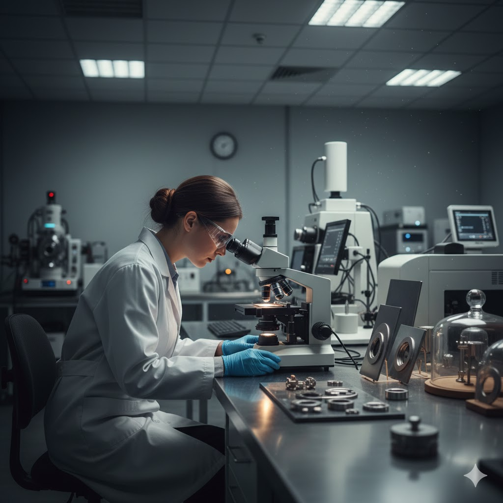 Quality control inspection of titanium in a lab