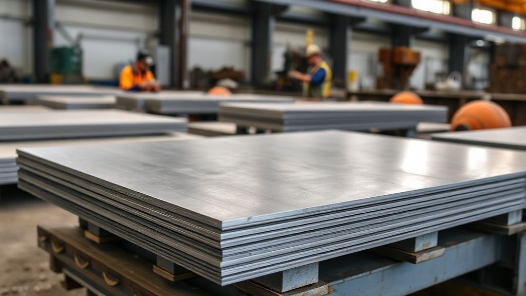 Stack of titanium plates in an industrial setting