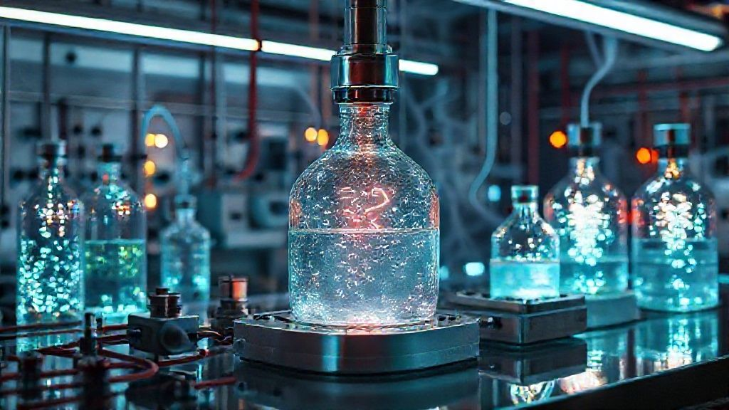 Futuristic laboratory with advanced electrochemical equipment and anodes
