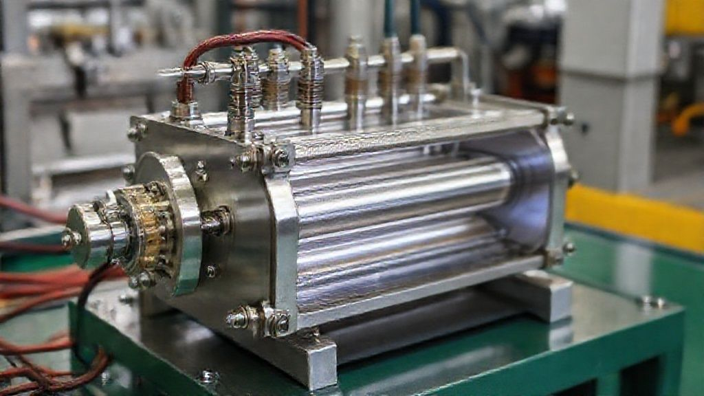 Industrial electrolysis cell with titanium anodes