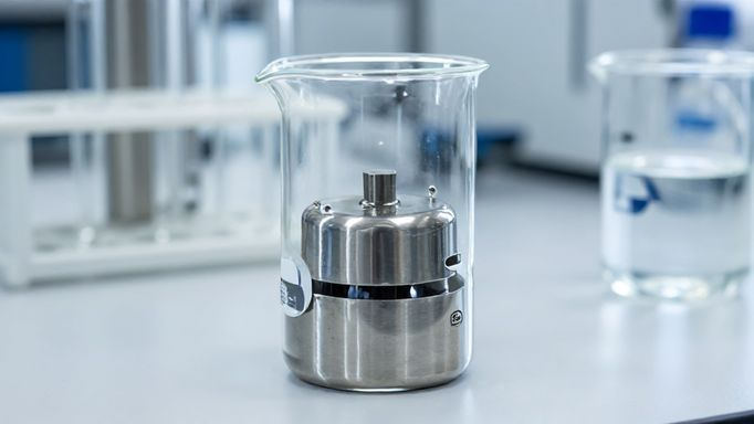 Various electrolyte solutions in laboratory beakers, ready for titanium anodizing research