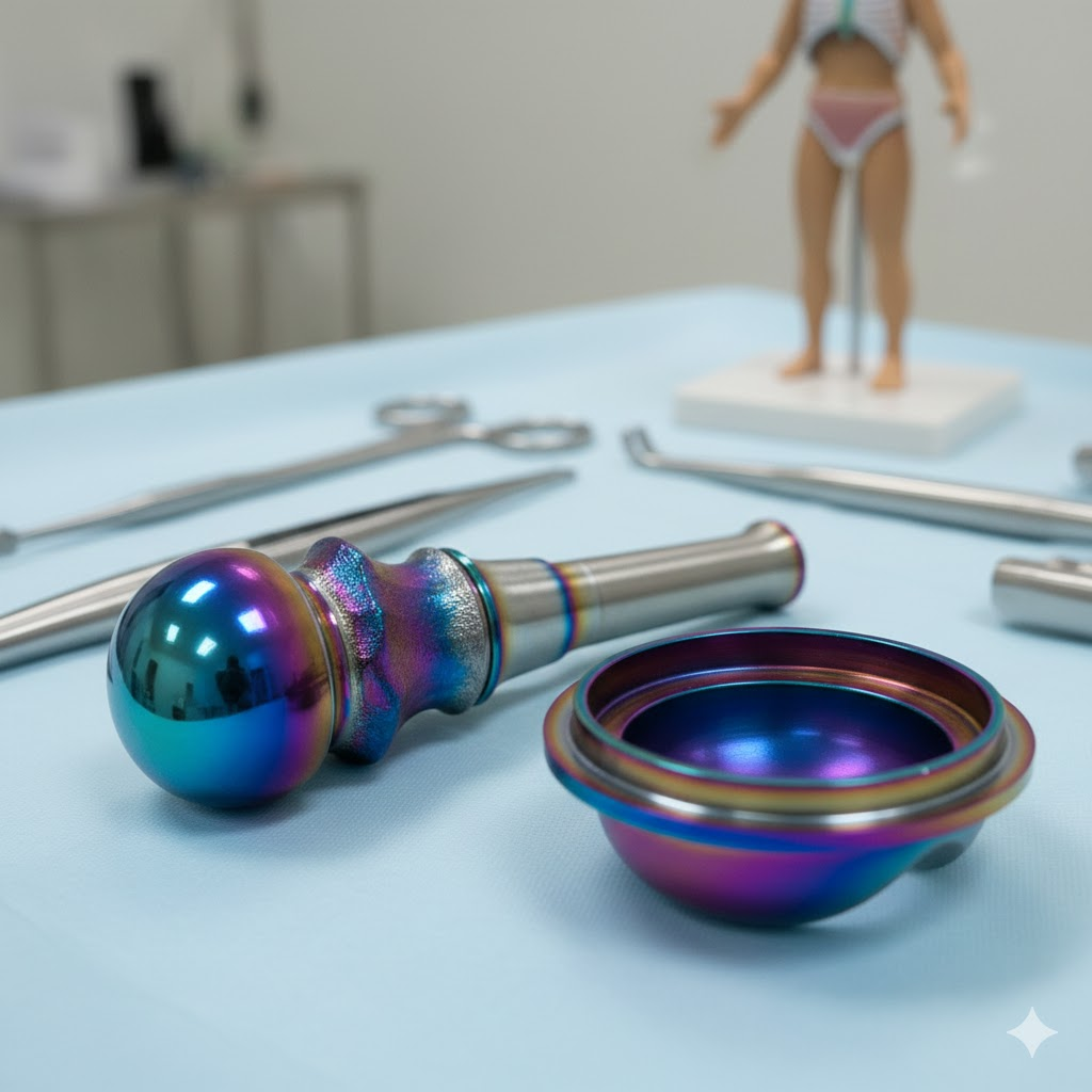 Anodized orthopedic hip joint replacement