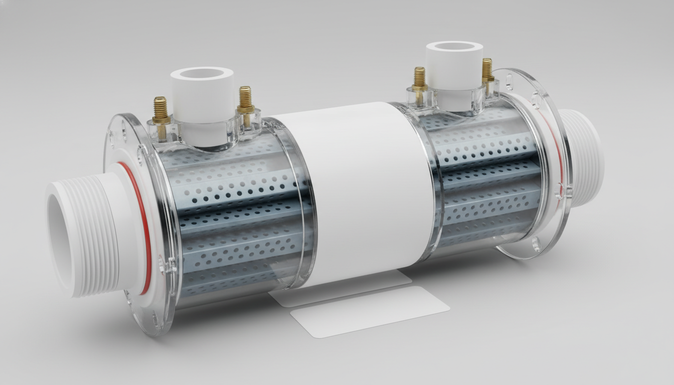 White label titanium anode for a pool chlorinator system, ready for branding