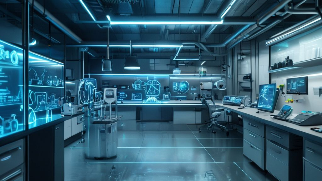 A futuristic research lab with scientists developing advanced anode technologies and sustainable electrochemical solutions