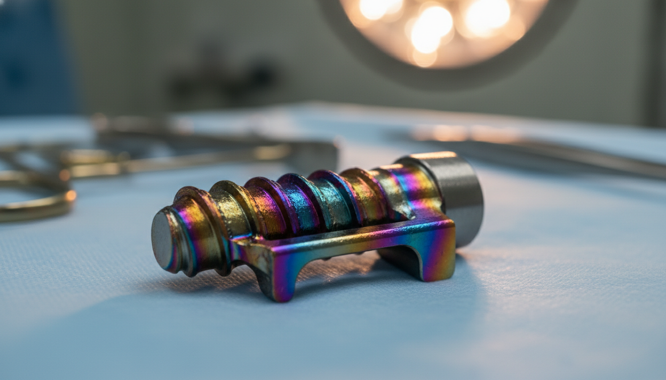 Heat anodized titanium medical implant