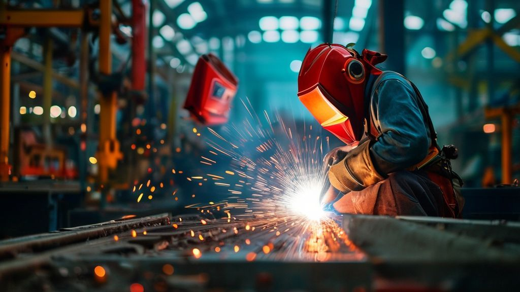 Engineer reviewing industrial welding project budget