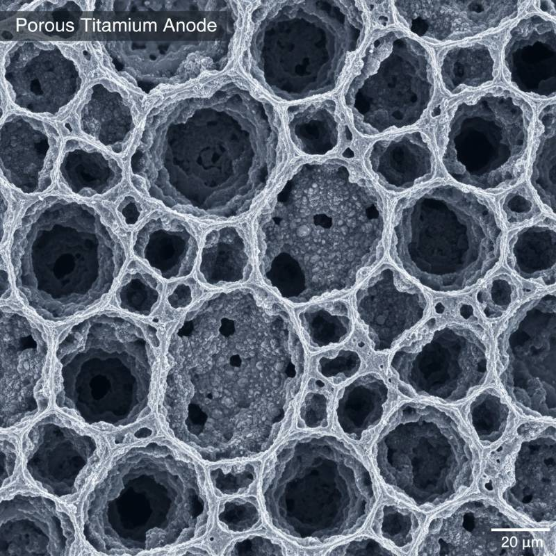 Porous titanium anode structure