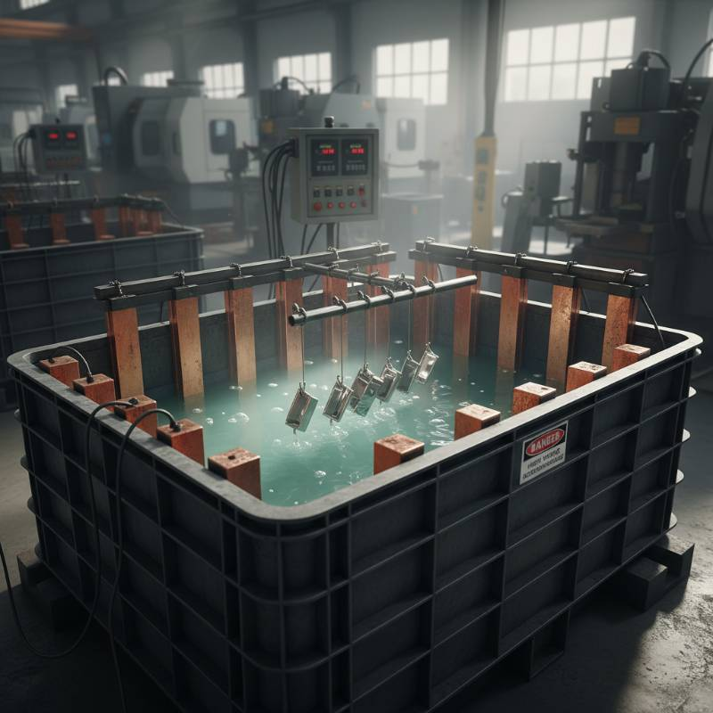 Electroplating tank with anodes