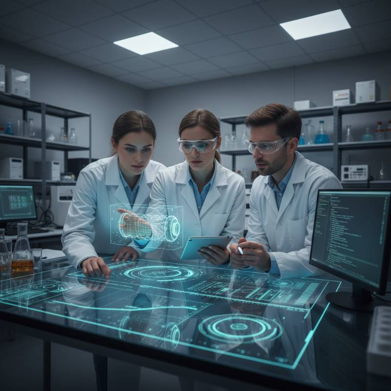 Engineers analyzing anode performance data Engineers analyzing anode performance data