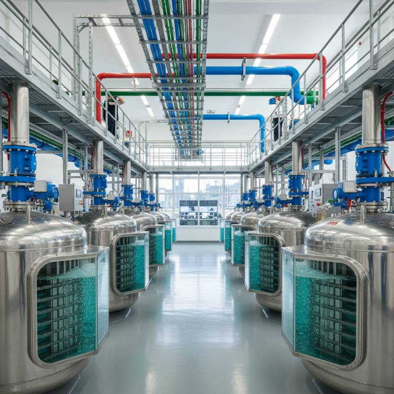 Industrial water treatment facility with electrochemical cells