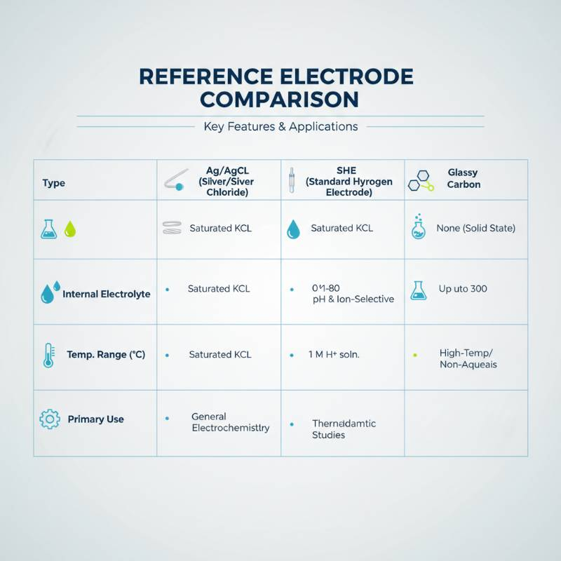 Comparison chart of reference electrodes