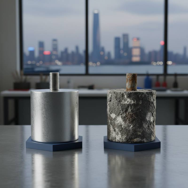 Comparison of new and 50 percent worn boat anode