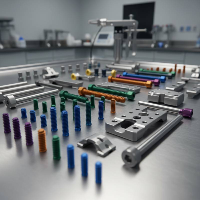 Color-coded titanium medical screws and implants Color-coded titanium medical screws and implants