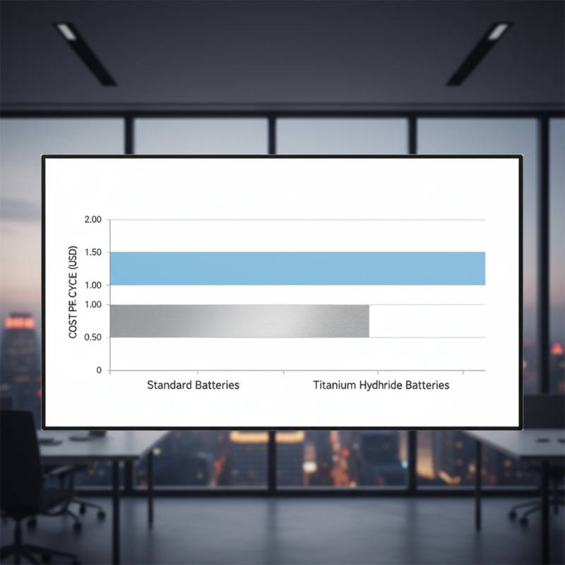 Graph showing cost per cycle of titanium hydride vs standard batteries