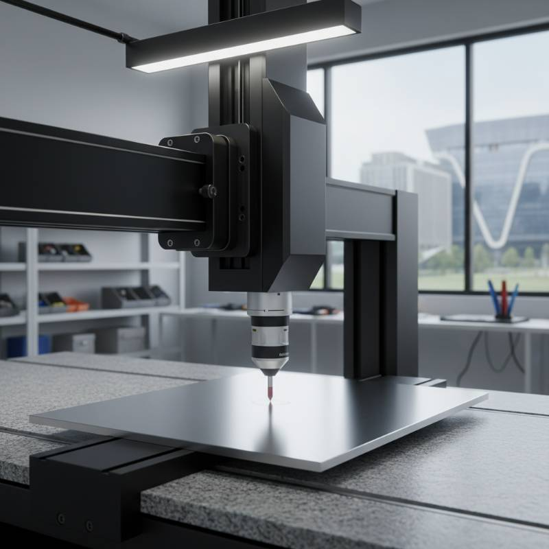 CMM probe measuring a titanium plate CMM probe measuring a titanium plate