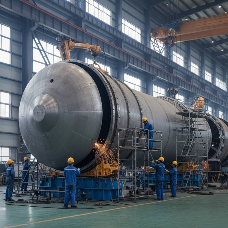 Large scale pressure vessel fabrication Large scale pressure vessel fabrication