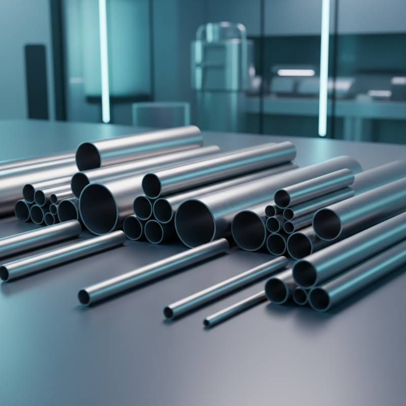 Selection of different diameter titanium tubes Selection of different diameter titanium tubes
