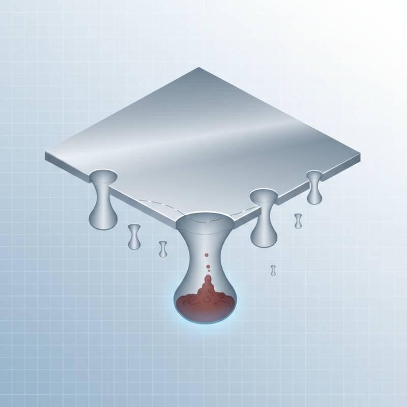 Technical diagram of pitting corrosion on a metal surface