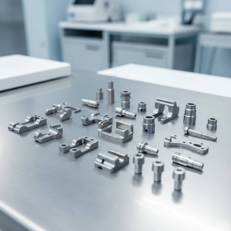 Close up of precision stamped titanium medical parts Close up of precision stamped titanium medical parts