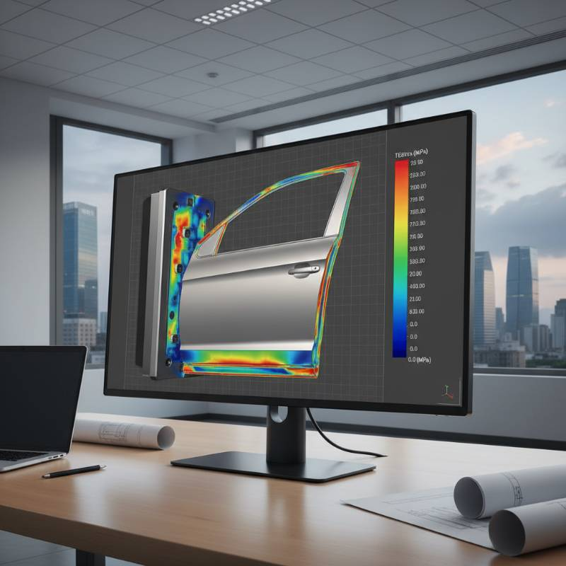 FEA simulation heat map of metal stamping