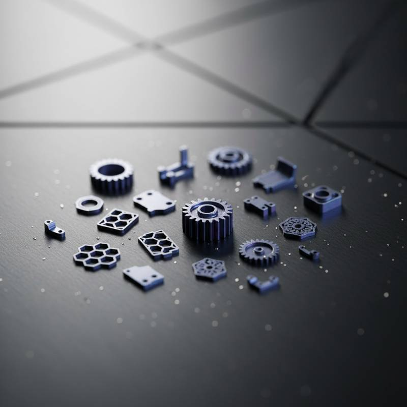 Close up of laser cut titanium micro-parts