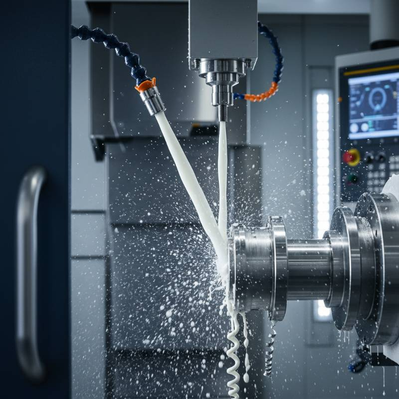 High pressure coolant spraying titanium part High pressure coolant spraying titanium part