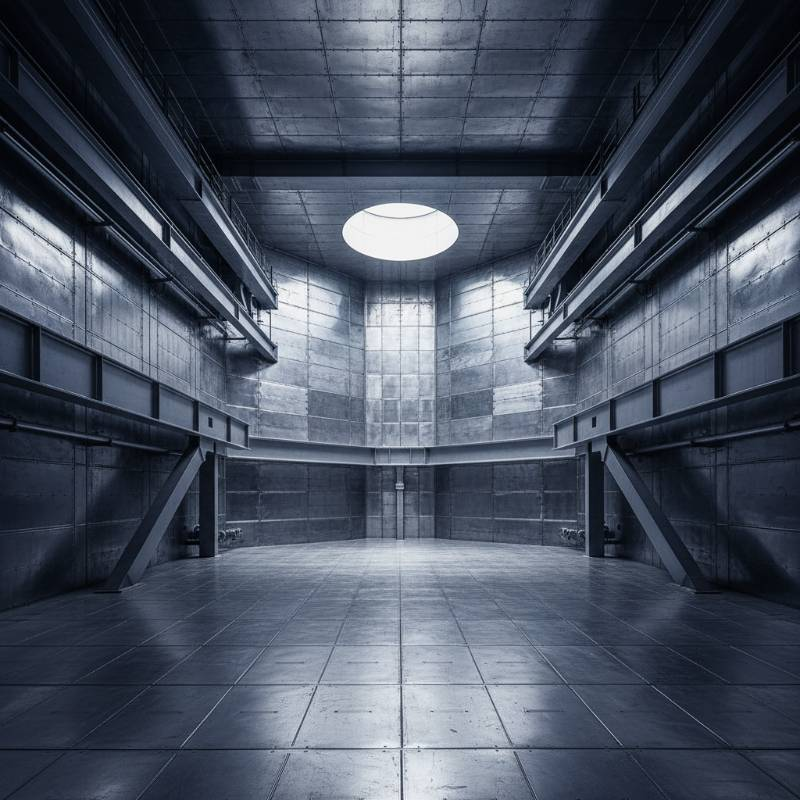 Large LNG storage tank interior showing metallic lining