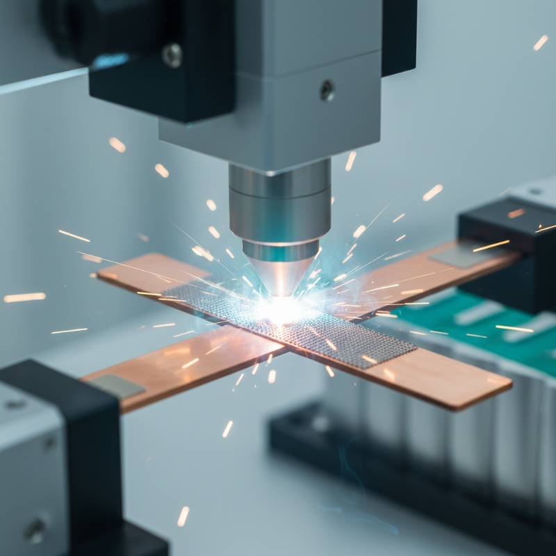 Laser welding titanium mesh to battery tab