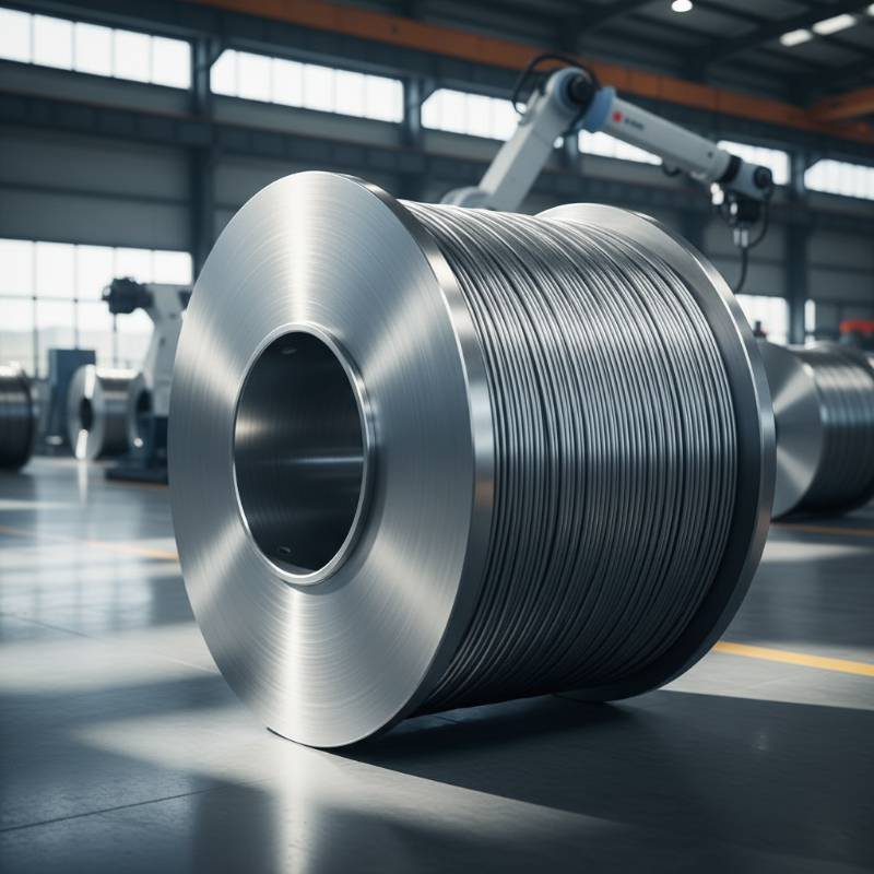 Large 200kg titanium wire spool on factory floor