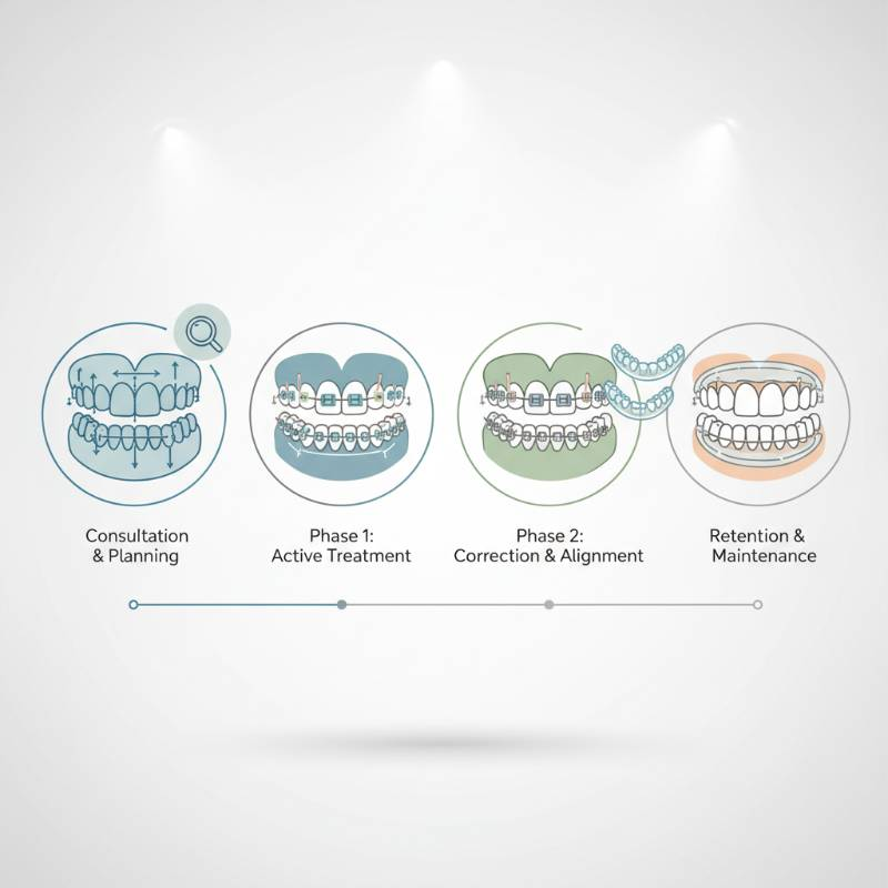 Orthodontic treatment stages diagram