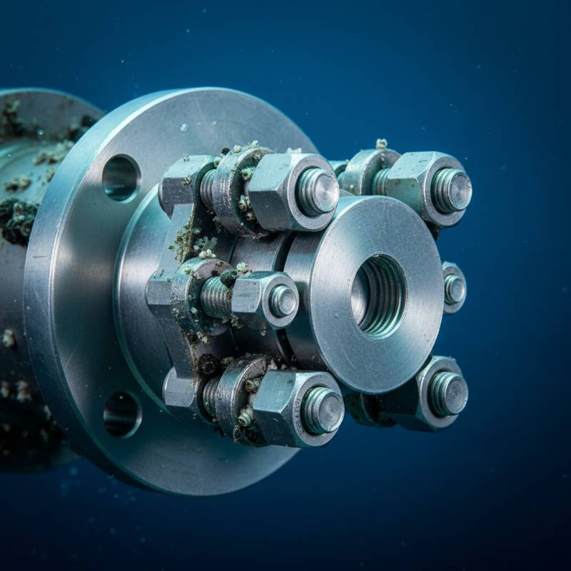 Subsea titanium bolting close-up