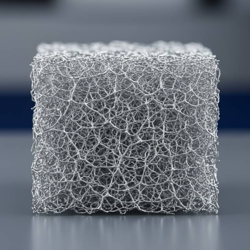 Cross section of sintered titanium felt with platinum coating