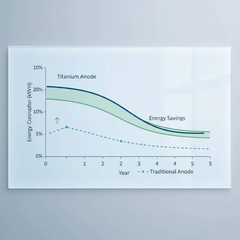 Graph showing energy savings over 5 years using titanium anodes