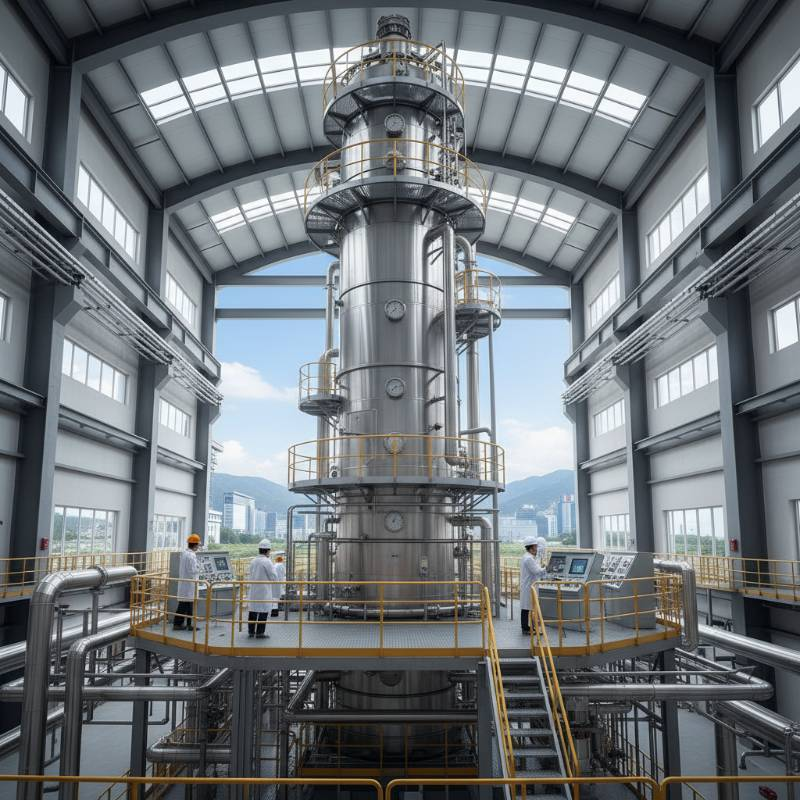 Titanium distillation column in a chemical plant