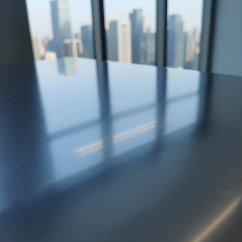 Close up of electropolished titanium surface mirror reflection