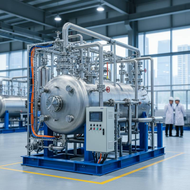 Industrial titanium reactor skid mounted with piping and controls