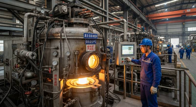 Close up of a Vacuum Arc Remelting furnace in a titanium factory Close up of a Vacuum Arc Remelting furnace in a titanium factory